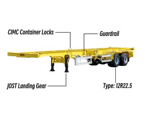 neues CIMC New Model 2 Axle 40Ft Skeleton Semi Trailer for Sale in Guam Auflieger Fahrgestelle