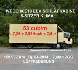 IVECO EUROCARGO 80E18 KOFFER 53m 5-SITZER SCHLAFKABINE Koffer-LKW